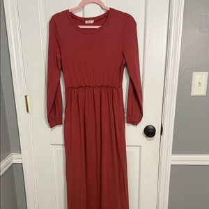 Chic Long Sleeve Rust Dress